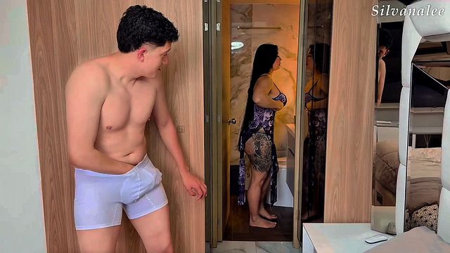 Latina Stepmom Seduces Young Stepson in Room