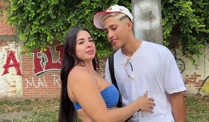 Colombian Brunette Sucks Dick on Street, Fucked at Home