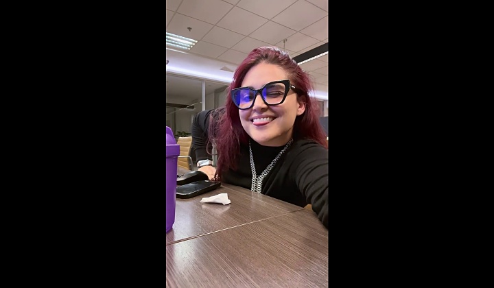 Latina Nylon Foot Fetish at Work