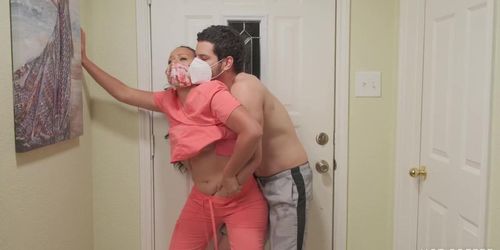 Big Booty Latina Nurse Returns Home for Passionate Welcome