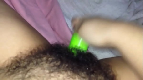 Hairy Latina Teen Masturbates With Bottle