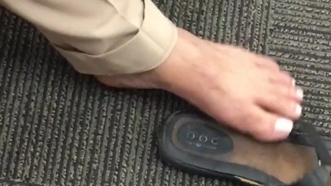 Dominican MILF Shows Off Her Feet at Work