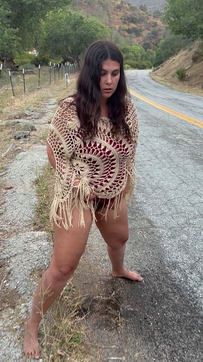 Latina Chick Urinates in Public Street Scene