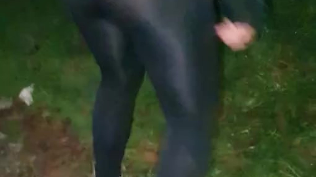 Latina Step Sister Teases in See Through Leggings Outdoor